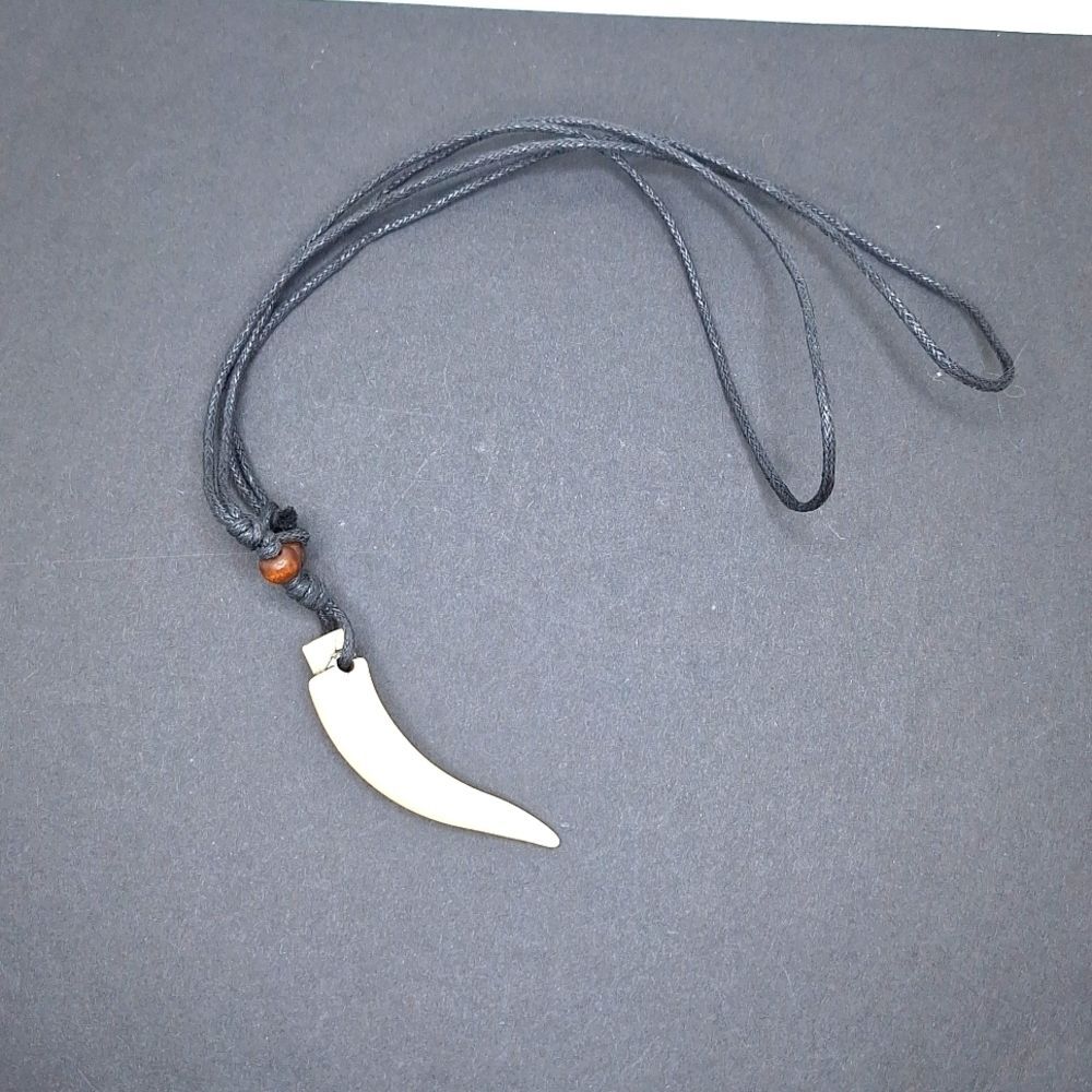 Viking horn tooth pendant adjustable Norse necklace